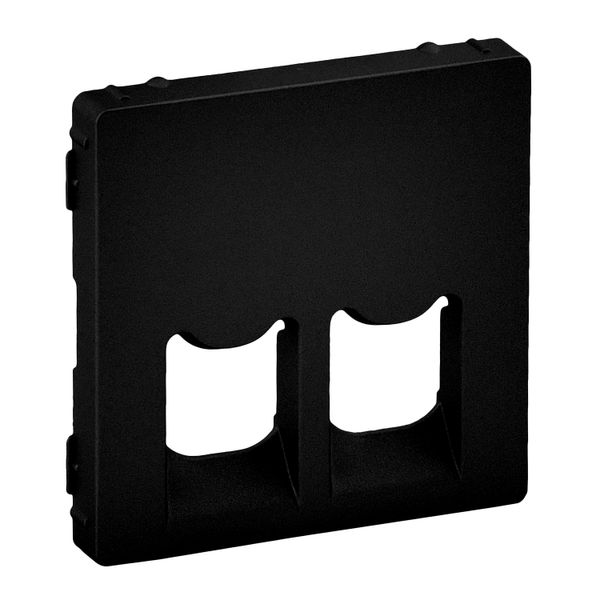 DOUBLE RJ 11 / RJ 45 SOCKET COVER MAT BLACK VALENA LIFE image 1