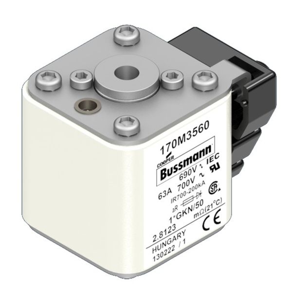 Fuse-link, high speed, 200 A, AC 690 V, compact size 1, 45 x 59 x 51 mm, aR, IEC, UL, type K indicator, 18 UNC image 2