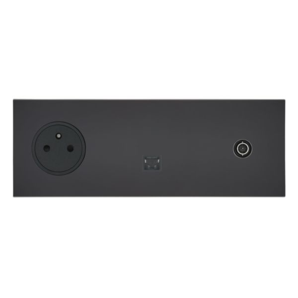 Art d'Arnould universe Epure 2P+E power socket, RJ45 socket and television socket - matte black image 1