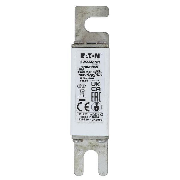 Fuse-link, high speed, 16 A, AC 690 V, DIN 000, 21 x 40 x 100 mm, gR, DIN, IEC, single indicator image 9