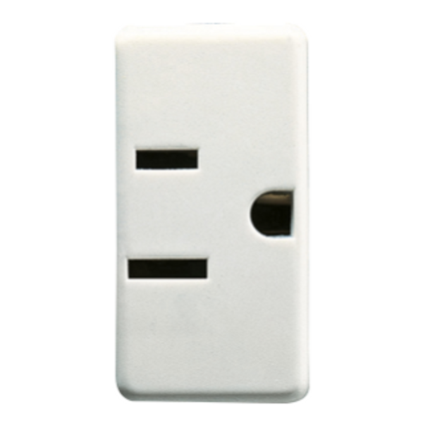 USA STANDARD SOCKET-OUTLET 250/125V ac - 2P+E 15A 125V - FLAT PARALLEL HORIZONTAL PLUG - 1 MODULE - SYSTEM WHITE image 1