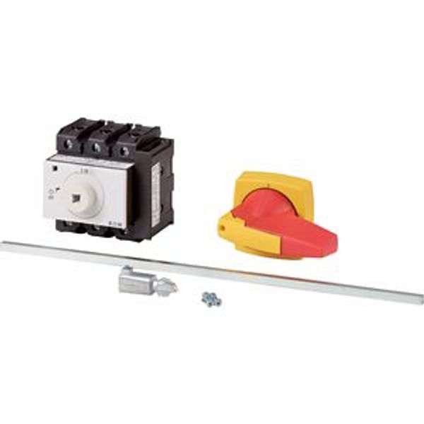 Main switch, P3, 100 A, rear mounting, 3 pole, 1 N/O, 1 N/C, Emergency switching off function, Lockable in the 0 (Off) position, With metal shaft for image 2