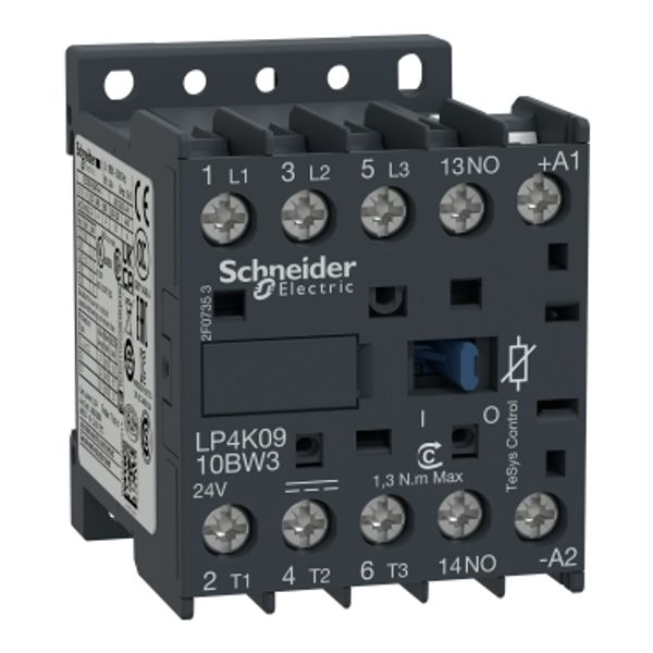 TeSys K contactor, 3P,AC-3, 440V, 9A, 1NO aux, 24V DC coil, low consumption coil image 5