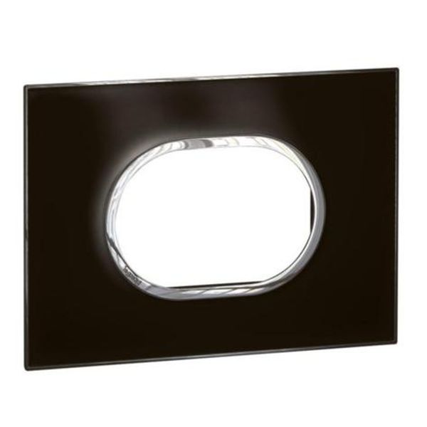 Arteor™ - Plate - Italian / US std - round - 3 modules - Mirror Black image 1