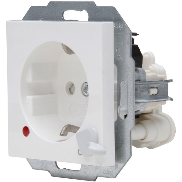 HK07 - protective contact socket, 1-pole switch, increased contact protection, color: pure white image 1