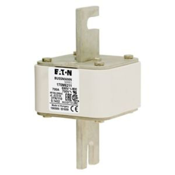 Fuse-link, high speed, 700 A, AC 690 V, DIN 3, 76 x 90 x 139 mm, aR, DIN, IEC, type T indicator image 6