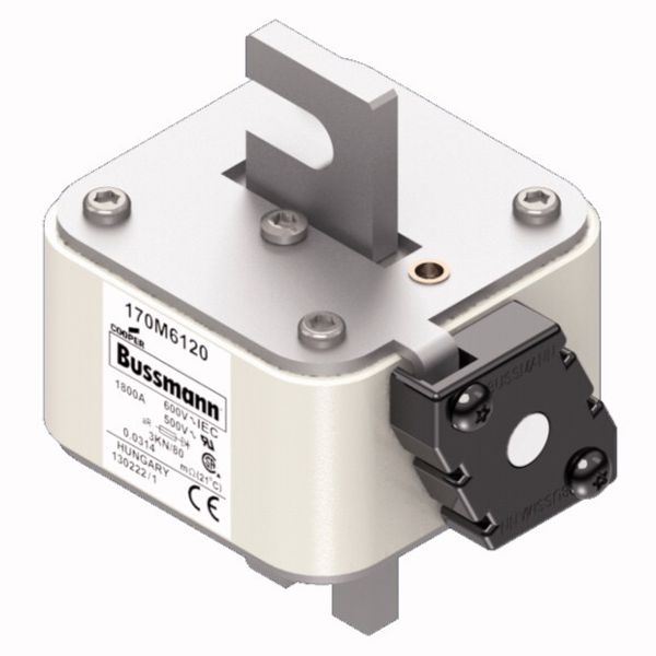 Fuse-link, high speed, 1800 A, AC 600 V, DIN 3, 76 x 92 x 109 mm, aR, DIN, IEC, single indicator image 2