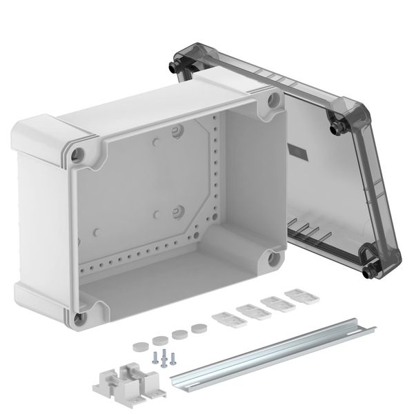 X25C R LGR-TR Empty Enclosure with trans. lid, rail 2069 286x202x125 image 1