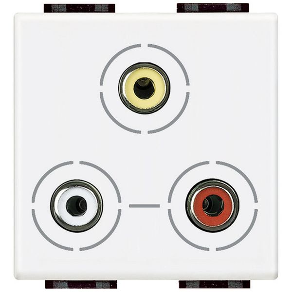 Triple RCA video socket 2 modules Axolute white image 1