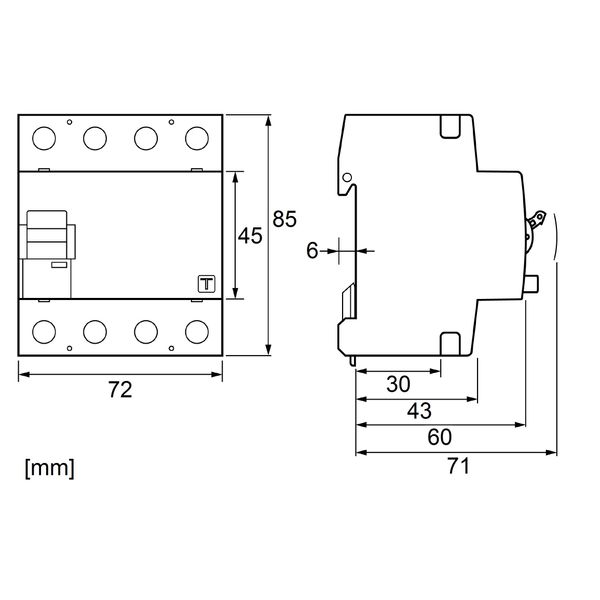 Residual current circuit breaker 40A, 4-pole, 30mA, type EV image 2