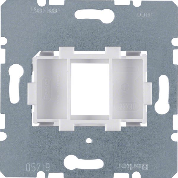 Supporting plate white mounting device 1gang for modular jack, com-tec image 1