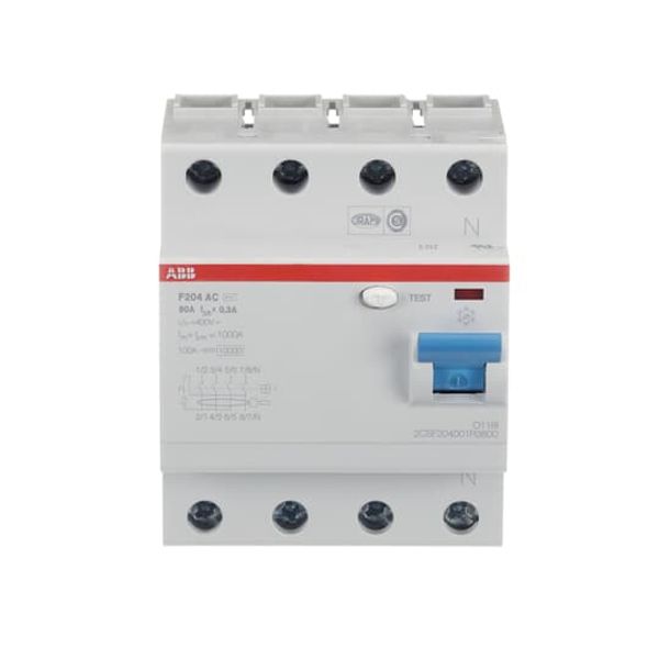 F204 AC-80/0.3 Residual Current Circuit Breaker 4P AC type 300 mA image 6