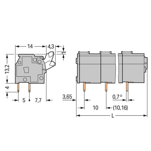 PCB terminal block push-button 2.5 mm² gray image 3