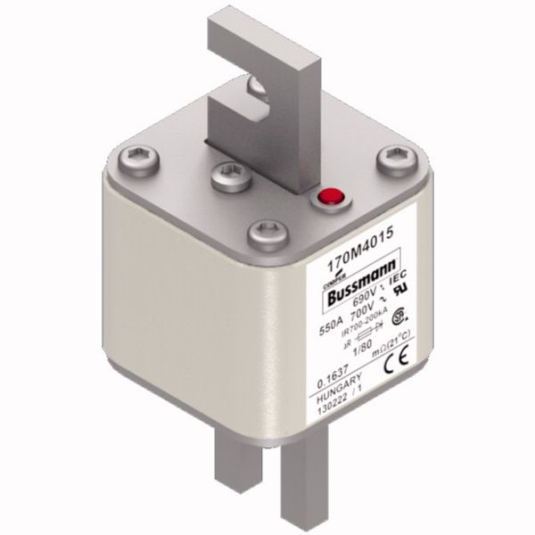 Fuse-link, high speed, 550 A, AC 690 V, DIN 1, 53 x 53 x 108 mm, aR, DIN, IEC, single indicator image 3