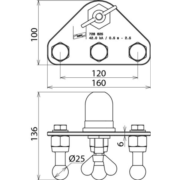 Earth connecting plate with ball head cap and 3 fixed ball points D 25 image 2