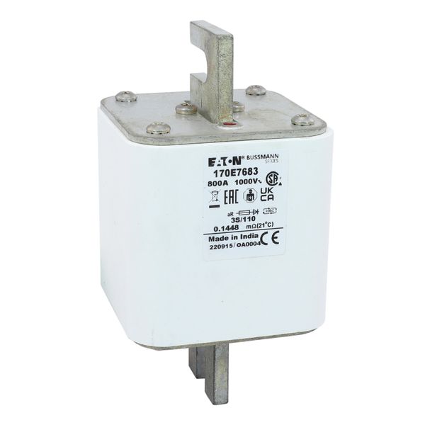 Fuse-link, high speed, 800 A, AC 1000 V, DIN 3, aR, DIN, visual indicator image 20