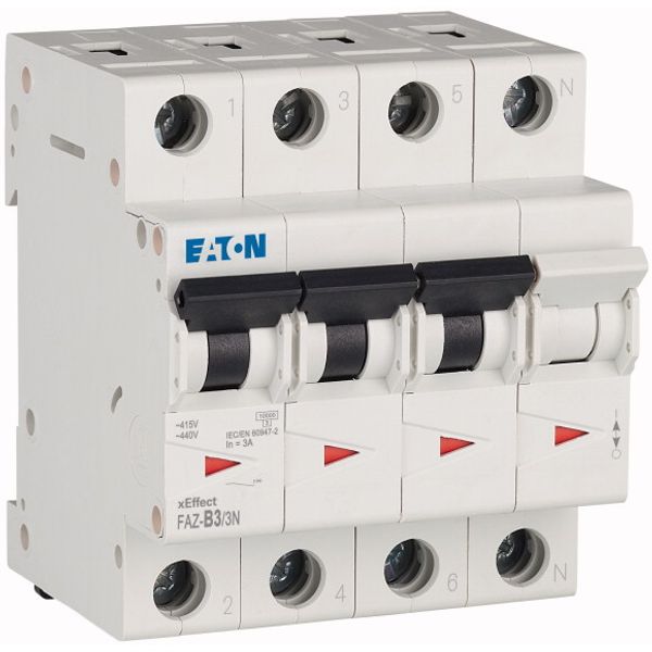 Miniature circuit breaker (MCB), 3 A, 3p+N, characteristic: B image 4