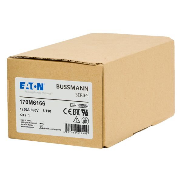 Fuse-link, high speed, 1250 A, AC 690 V, DIN 3, 76 x 90 x 139 mm, aR, DIN, IEC, single indicator image 13