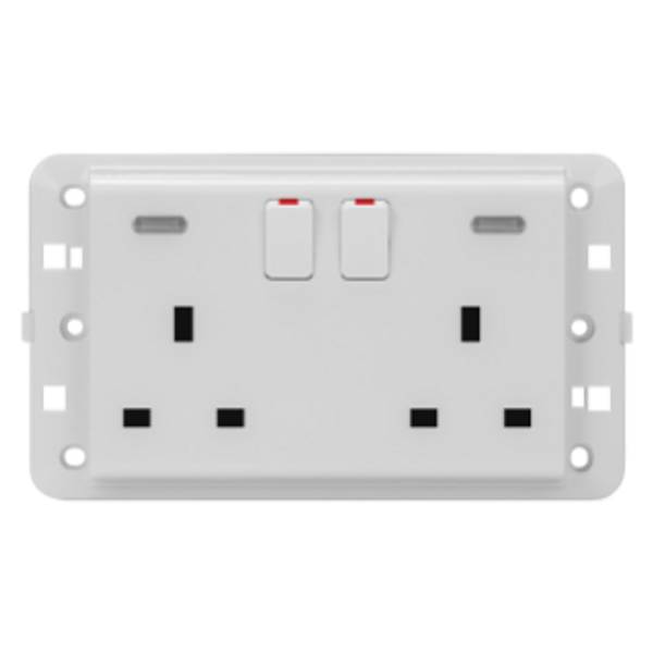 TWIN SWITCHED SOCKET-OUTLET - BRITISH STANDARD - 2P+E 13 A - BACKLIT - WHITE - CHORUSMART image 1