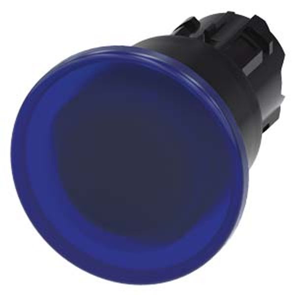 Illuminated mushroom pushbutton, 22 mm, round, plastic, blue, 40mm, latching, 3SU1001-1BA50-0AA0-Z Y11 image 2