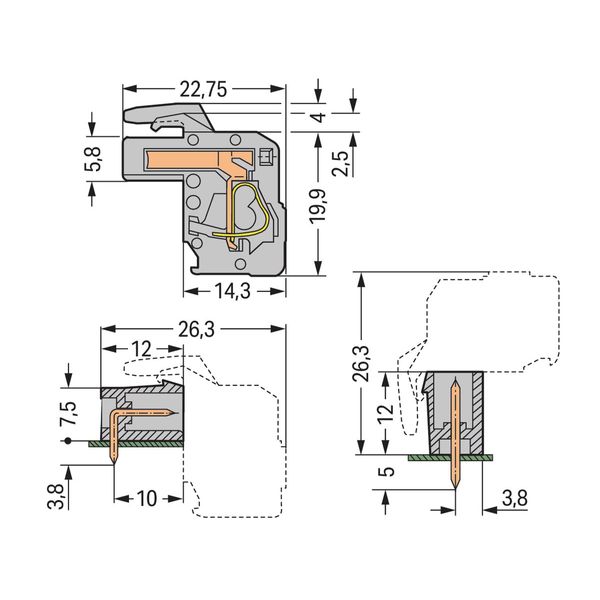 1-conductor female connector, angled CAGE CLAMP® 2.5 mm² gray image 2