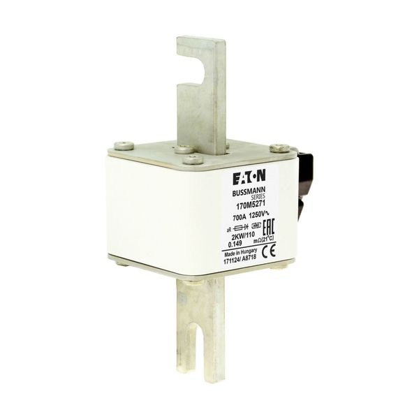 Fuse-link, high speed, 700 A, AC 1250 V, size 2, 61 x 77 x 138 mm, aR, IEC, single indicator image 17