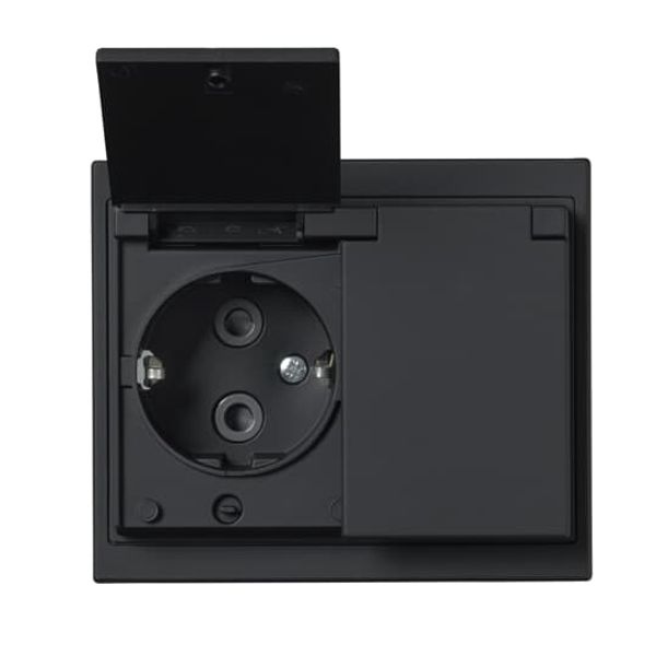 302ESW-885 Socket outlet with Hinged Lid Black - Impressivo image 1