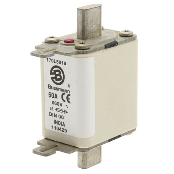 Fuse-link, high speed, 50 A, AC 660 V, DIN 00, 30 x 60 x 78 mm, aR, DIN, IEC, single indicator image 3