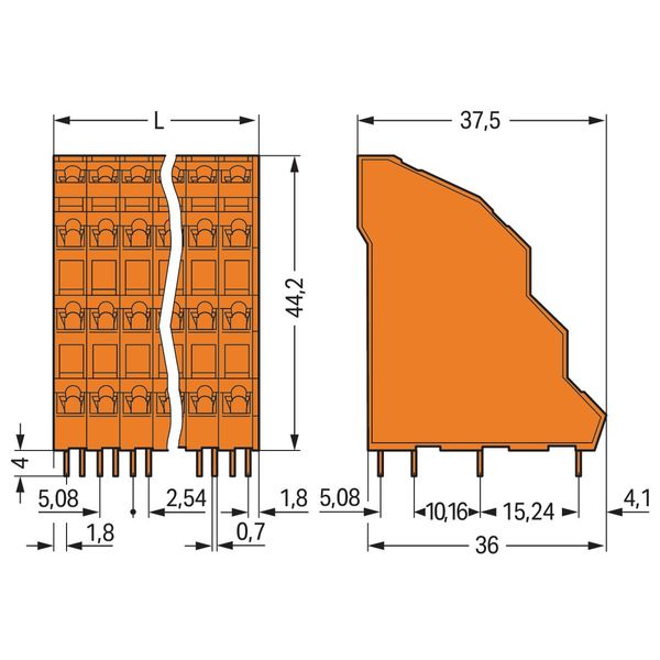 Quadruple-deck PCB terminal block 2.5 mm² Pin spacing 5.08 mm orange image 3