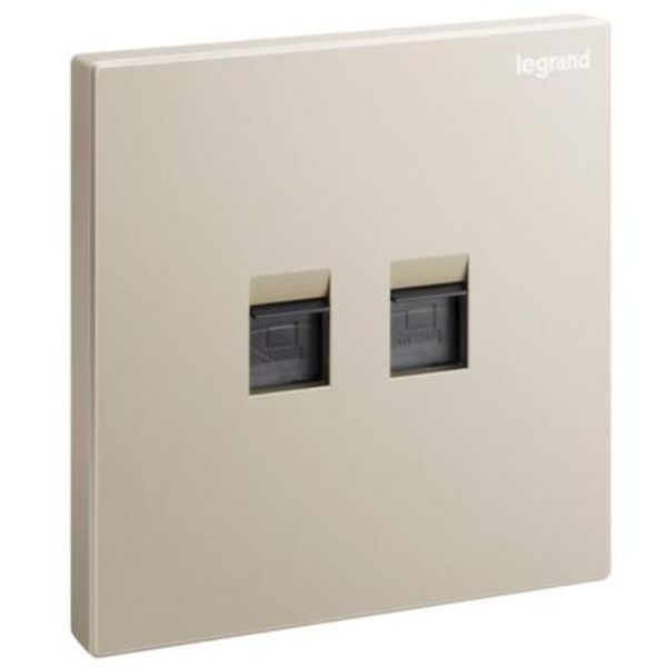 Galion - 1 gang double RJ 45 category 6 UTP socket outlet - champagne image 1