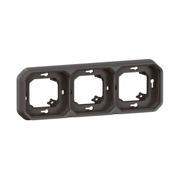 Plexo 3-station waterproof plate support for horizontal or vertical recessed mounting of modular functions - anthracite image 1