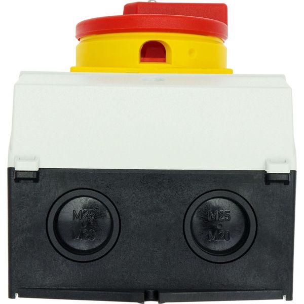 Main switch, P1, 32 A, surface mounting, 3 pole, Emergency switching off function, With red rotary handle and yellow locking ring, Lockable in the 0 ( image 66