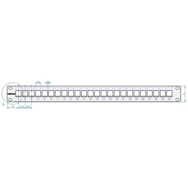 Patchpanel 19" empty for 24 modules (SFA)(SFB), 1U, RAL7035 image 2