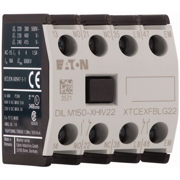 Auxiliary contact module, 4 pole, Ith= 16 A, 1 N/O, 1 N/OE, 1 NC, 1 NCL, Front fixing, Screw terminals, DILM40 - DILM170 image 4