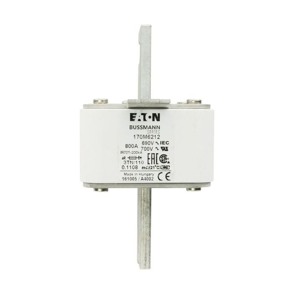 Fuse-link, high speed, 800 A, AC 690 V, DIN 3, 76 x 90 x 139 mm, aR, DIN, IEC, type T indicator image 8