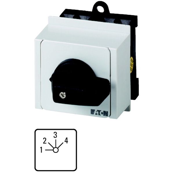 Step switches, T0, 20 A, service distribution board mounting, 4 contact unit(s), Contacts: 8, 45 °, maintained, Without 0 (Off) position, 1-4, Design image 1