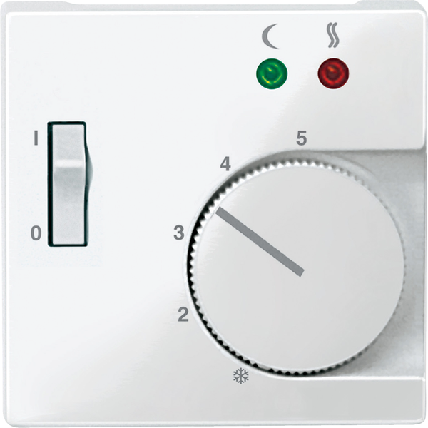 Cen.pl. f. floor thermostat insert w. switch, polar white, glossy, System M image 4