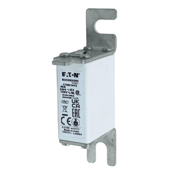 Fuse-link, high speed, 40 A, AC 690 V, DIN 000, gR, DIN, IEC, single indicator, live gripping lugs image 7