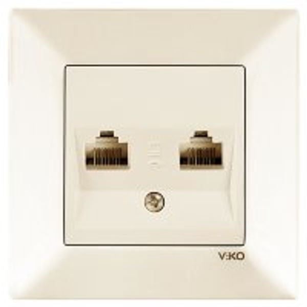 Meridian Beige Two Gang Data Socket (2xCAT6) image 1