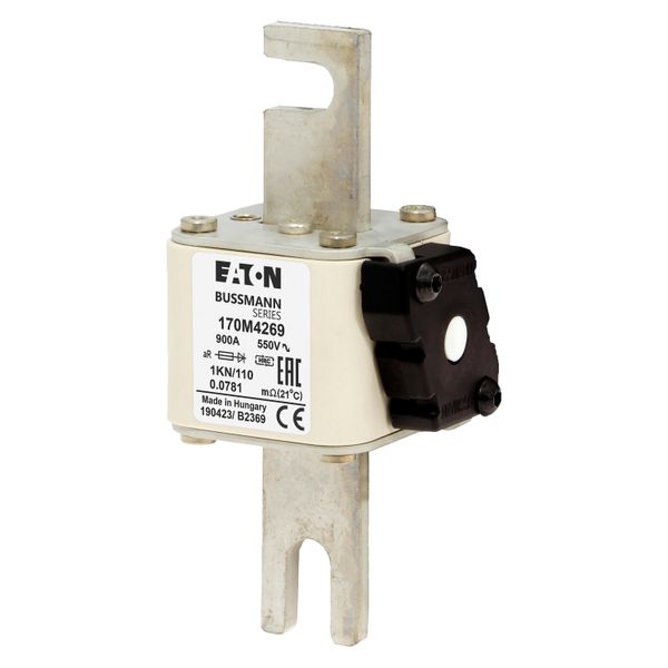 Fuse-link, high speed, 900 A, AC 550 V, DIN 1, 53 x 69 x 108 mm, aR, DIN, IEC, single indicator image 8