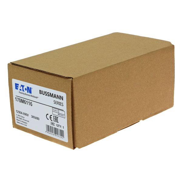 Fuse-link, high speed, 1250 A, AC 690 V, DIN 3, 76 x 92 x 109 mm, aR, DIN, IEC, single indicator image 13