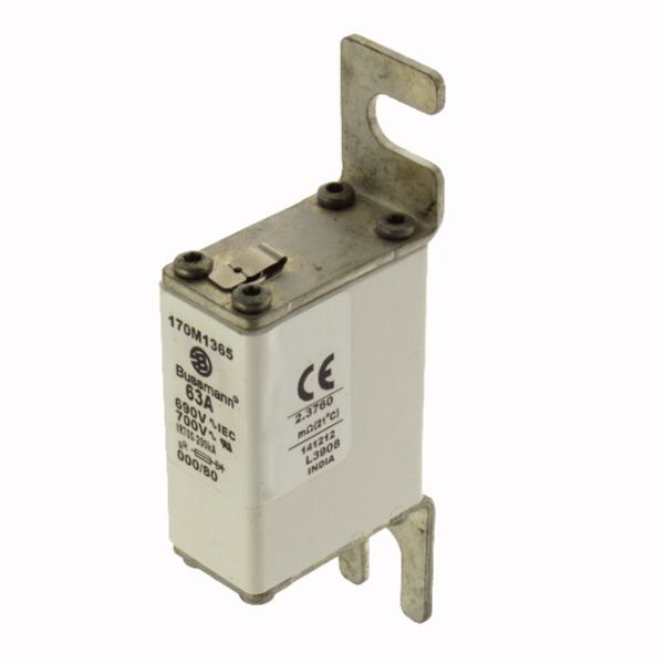 Fuse-link, high speed, 63 A, AC 690 V, DIN 000, 21 x 40 x 100 mm, gR, DIN, IEC, single indicator image 3