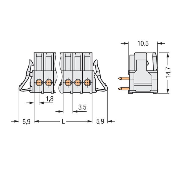 THT female header angled Pin spacing 3.5 mm light gray image 4