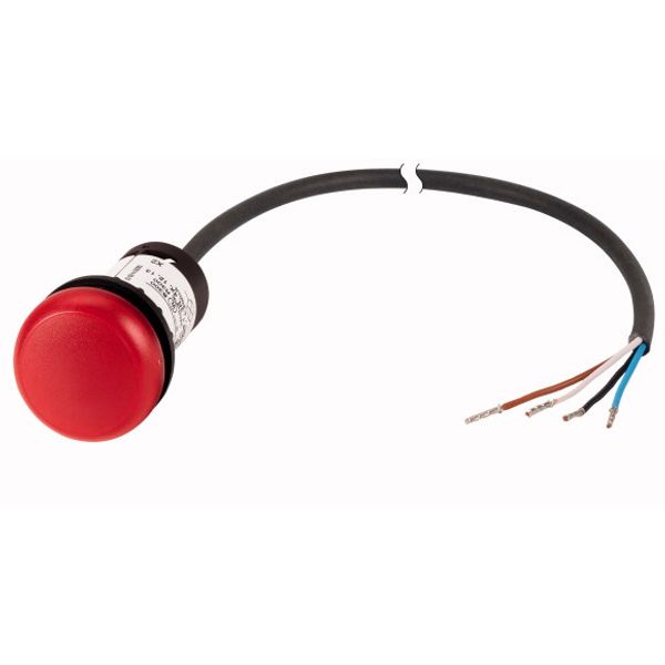 Indicator light, Flat, Cable (black) with non-terminated end, 4 pole, 1 m, Lens Red, LED Red, 24 V AC/DC image 1