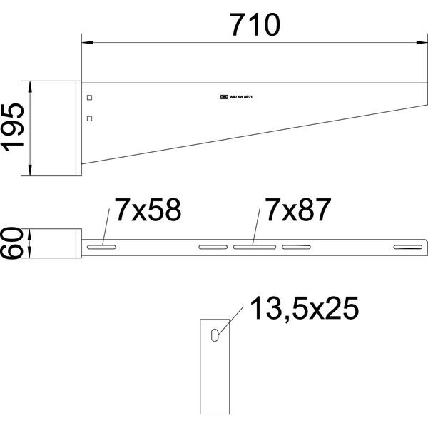 AW 55 71 FT Wall and support bracket with welded head plate B710mm image 2