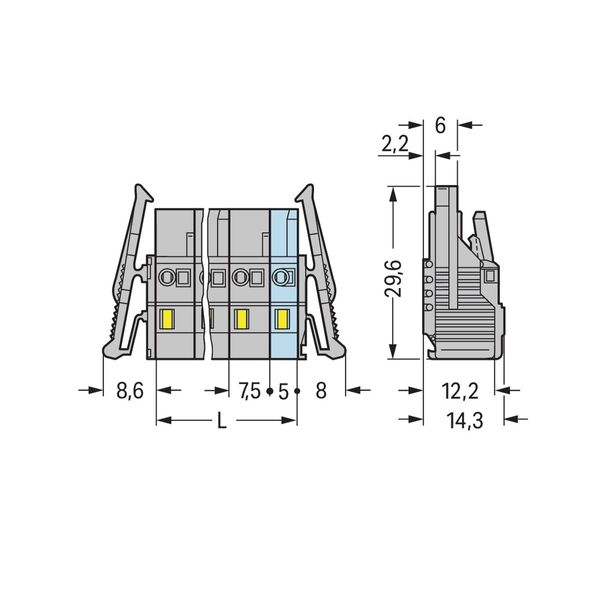 1-conductor female connector CAGE CLAMP® 2.5 mm² gray image 3