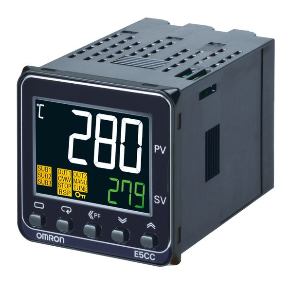 Temperature controller, 1/16DIN (48 x 48mm), 1 x relay output, 2 x aux E5CC1184E image 3