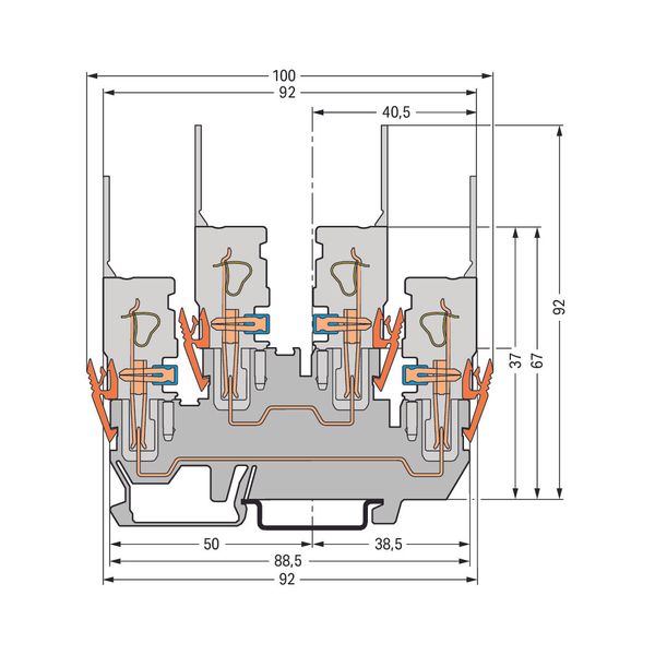 2-Pin/2-pin double deck receptacle terminal block Through/through term image 3