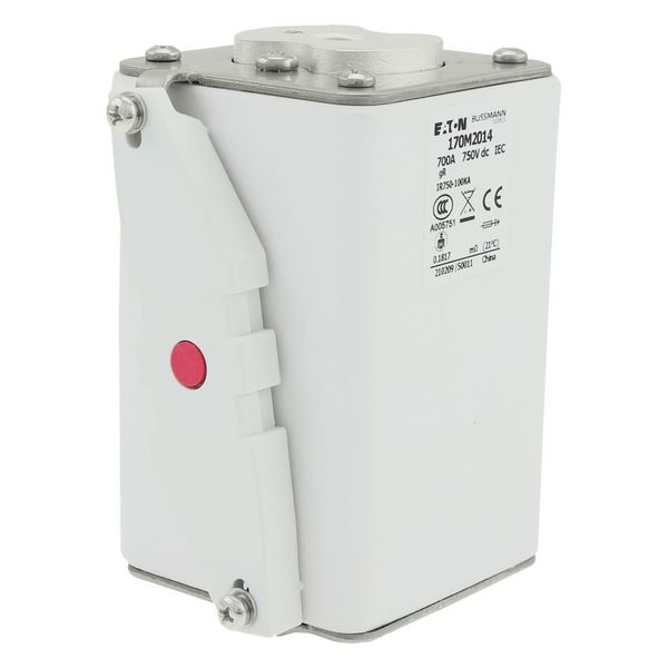 Fuse-link, high speed, 700 A, DC 750 V, size 3, 75 x 88 x 131 mm, gR, IEC, single indicator image 23