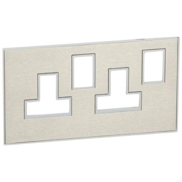 Arteor™ - Plate - BS - square - for switched sockets 2-gang - stainless style image 1